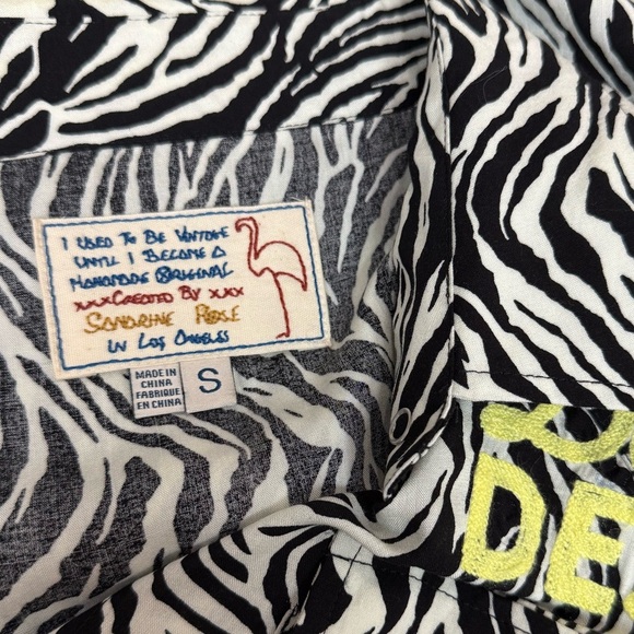 Free People x Sandrine Rose Zebra Print Short Sleeve Shirt S, Pearl Snap NWOT - Picture 3 of 10